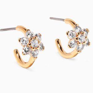 Kate Spade Myosotis Flower Huggies in 16k Gold (NWT)